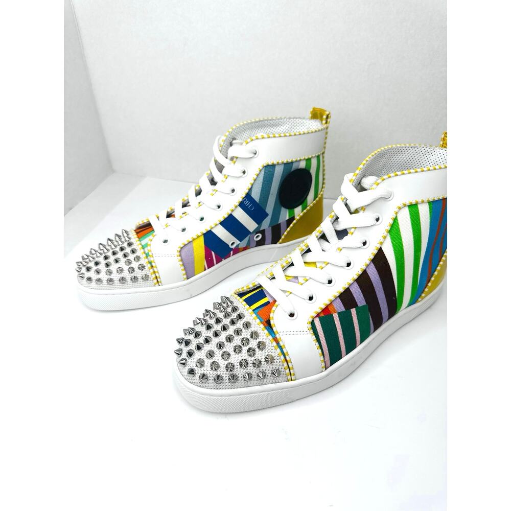 Louboutin Louis Spikes High Top Sneakers Multicolor Leather size EU 41.5 - Picture 6 of 9